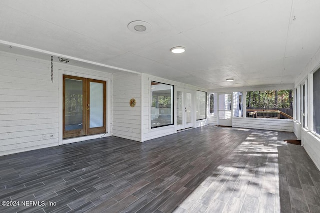 wooden terrace featuring french doors