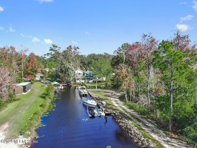 exterior space featuring a water view