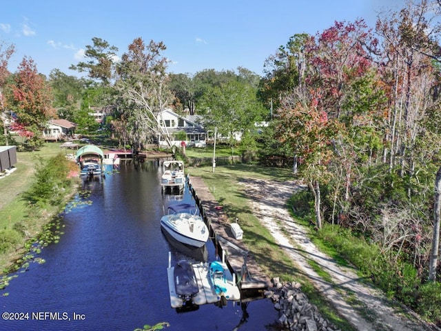 exterior space featuring a water view