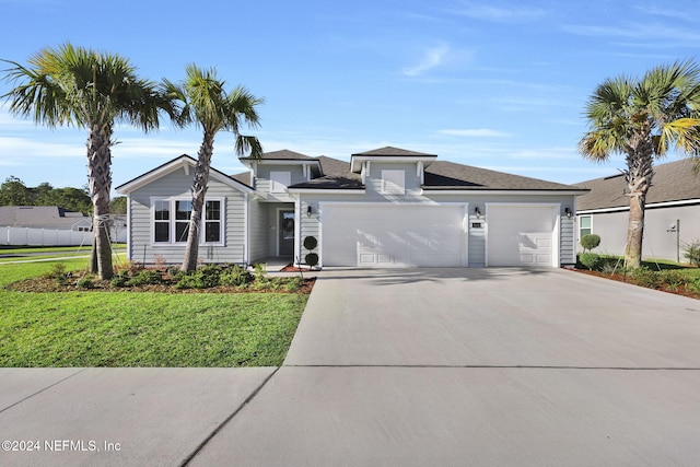 view of front of home featuring a garage and a front yard