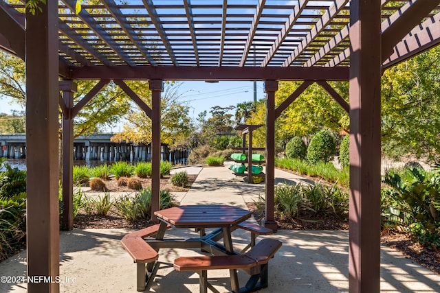 view of patio / terrace featuring a pergola