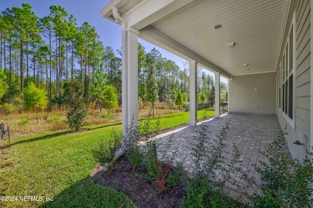 view of patio featuring a porch