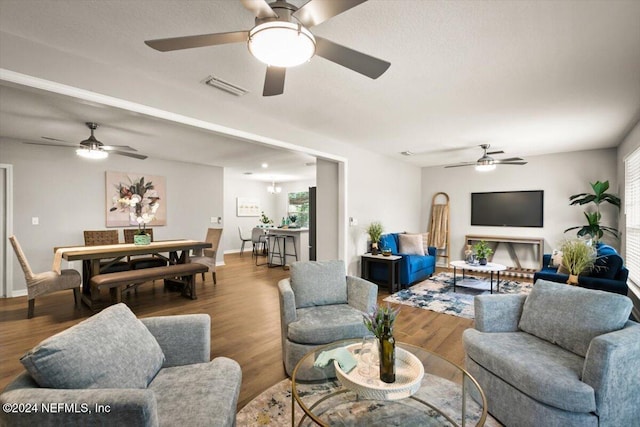 living room with hardwood / wood-style floors