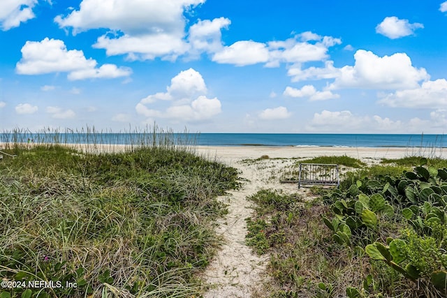 property view of water with a beach view