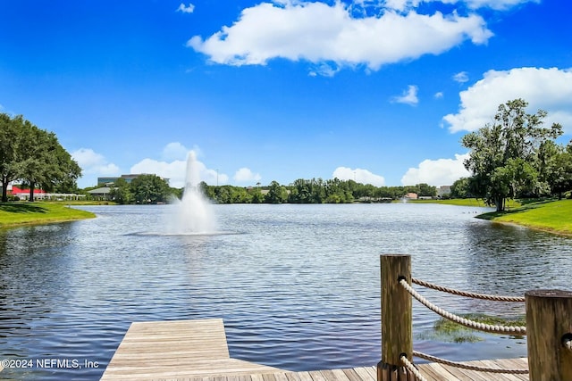 view of dock featuring a water view