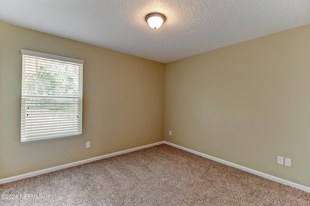 unfurnished room featuring carpet and a textured ceiling