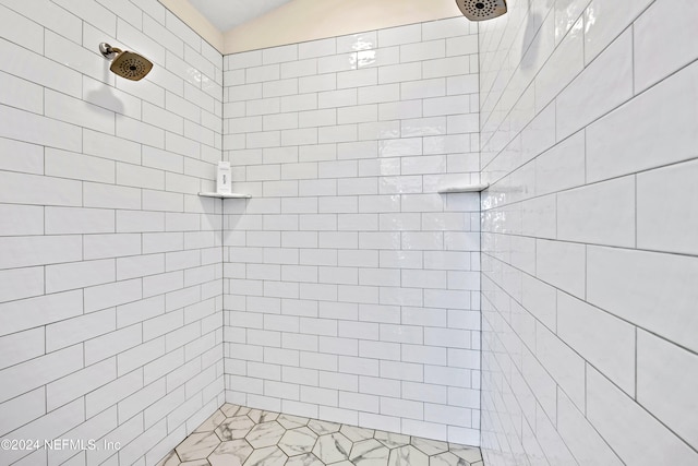 bathroom featuring a tile shower