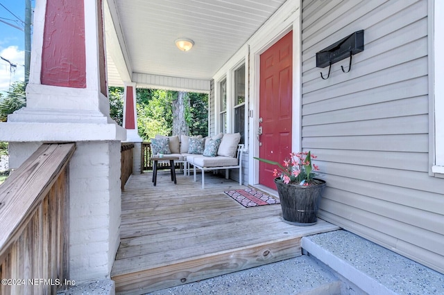 deck featuring a porch