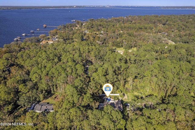 bird's eye view featuring a water view