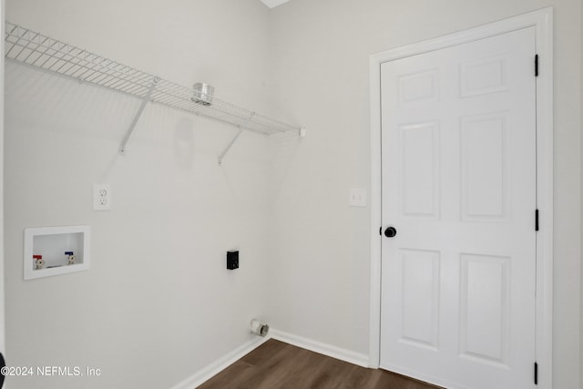 laundry room with electric dryer hookup, dark hardwood / wood-style flooring, and hookup for a washing machine