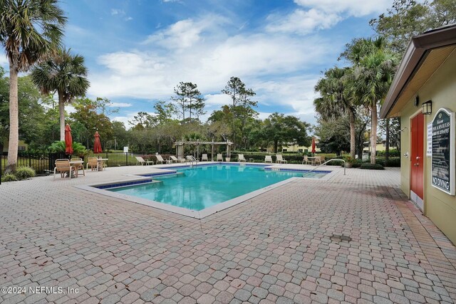 view of swimming pool featuring a patio