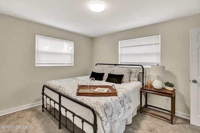 carpeted bedroom with multiple windows