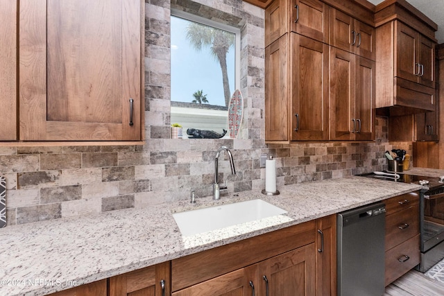 1869 S 2nd St, Jacksonville Beach, FL 32250 - kitchen with dishwasher, a sink, backsplash, and electric range oven
