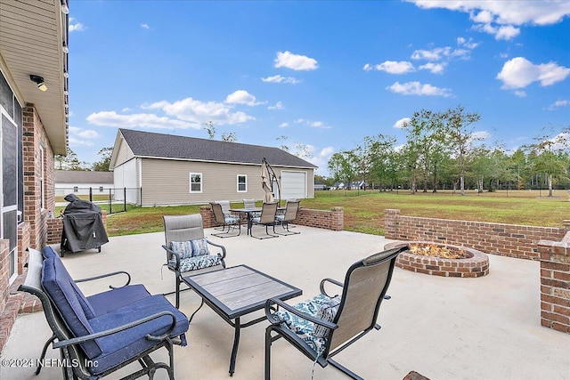 11018 Seneca Ln, Glen St Mary, FL 32040 - view of patio / terrace featuring area for grilling, outdoor dining area, and an outdoor living space with a fire pit