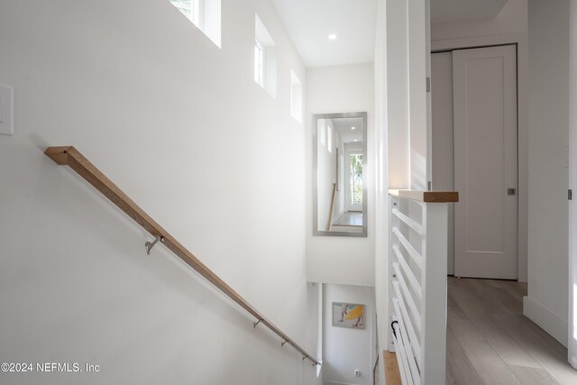 2 Sanchez Cv, Saint Augustine, FL 32080 - stairway with wood finished floors and recessed lighting