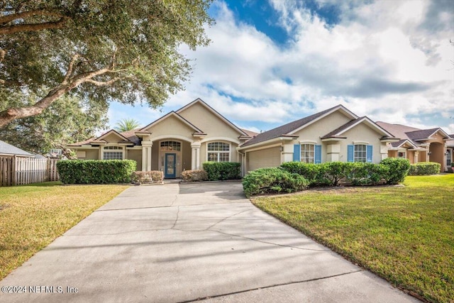 view of front of property with a front lawn