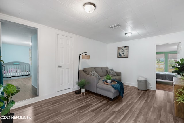 living area featuring wood-type flooring