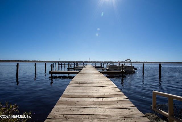 dock area featuring a water view