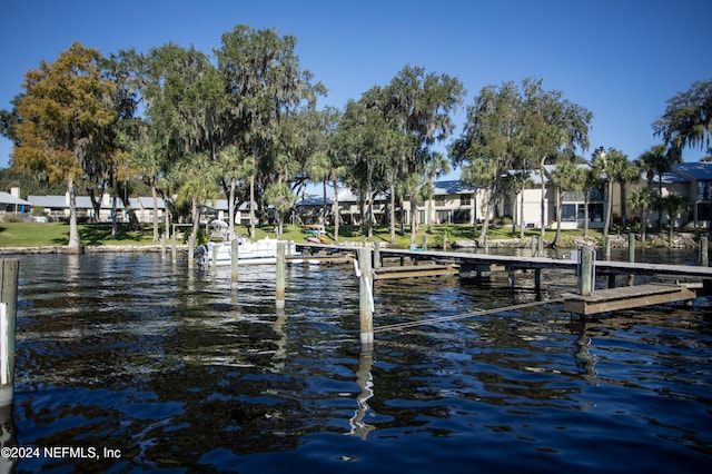 view of dock featuring a water view