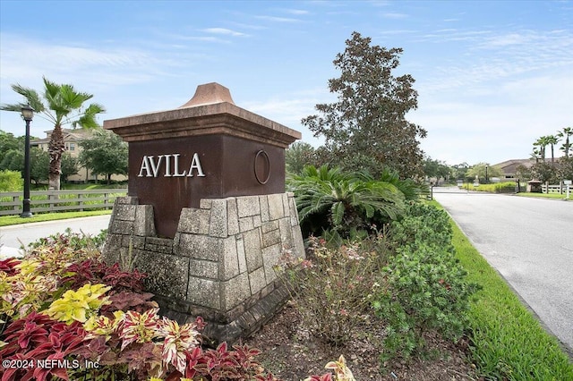 view of community sign