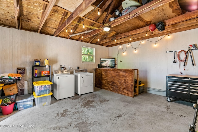 basement with independent washer and dryer