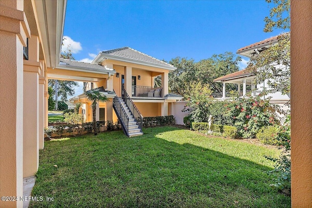 view of yard with stairs