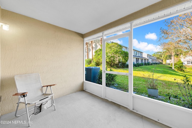 view of unfurnished sunroom