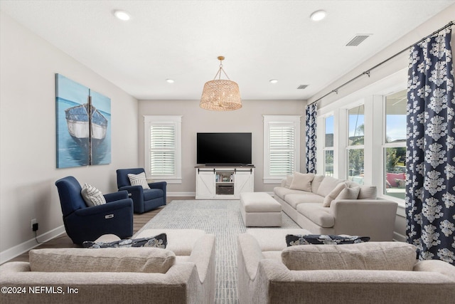 living room featuring light hardwood / wood-style flooring