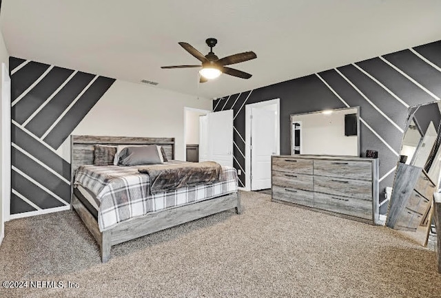 bedroom with carpet and ceiling fan