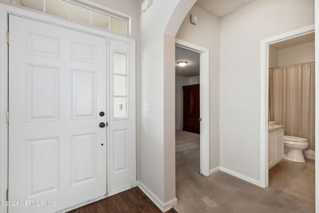 view of carpeted entrance foyer