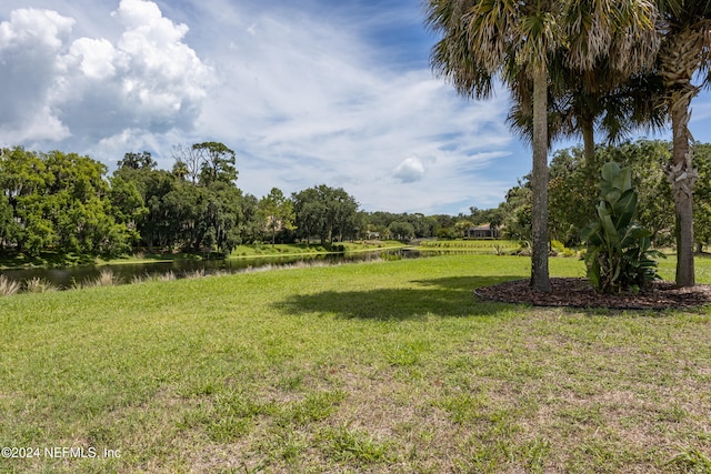 view of yard with a water view