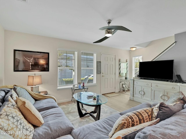 156 Sandy Beach Ln, Atlantic Beach, FL 32233 - living area featuring a ceiling fan and light wood-type flooring