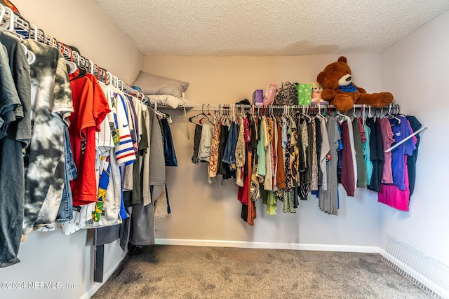 spacious closet with carpet floors