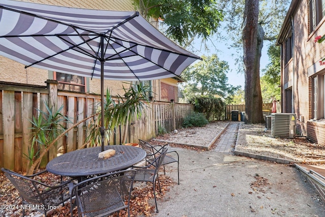 view of patio featuring central air condition unit