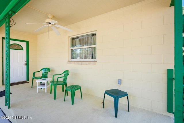 view of patio with ceiling fan