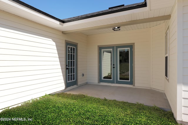 property entrance with french doors