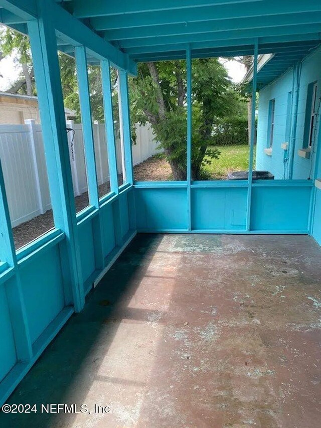 view of unfurnished sunroom