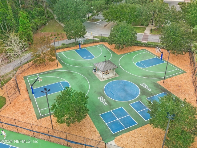 view of sport court featuring a gazebo