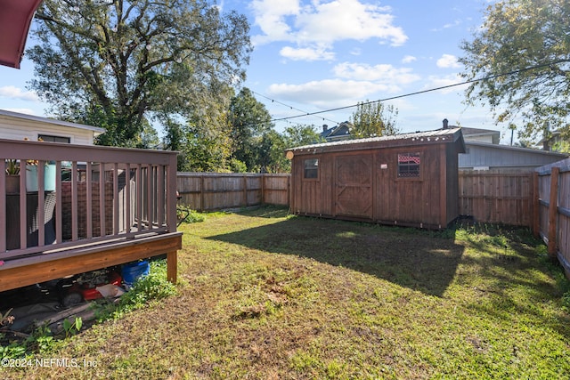 view of yard with a deck