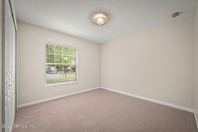 empty room featuring carpet and a textured ceiling