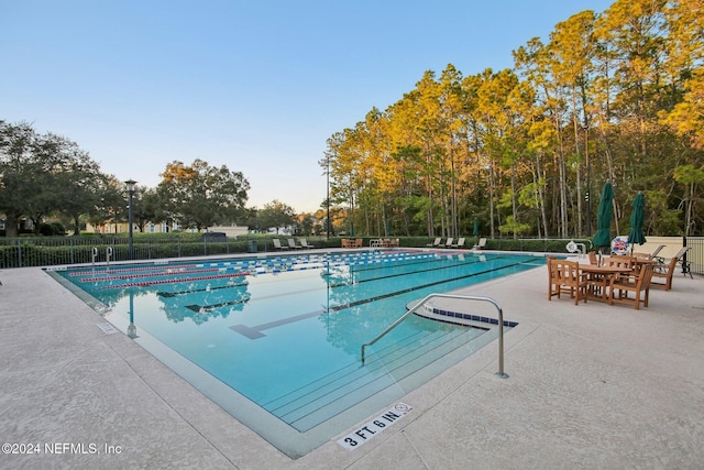 view of swimming pool with a patio