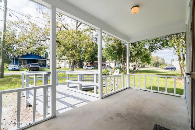 view of unfurnished sunroom