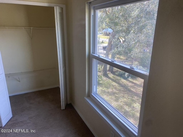 unfurnished bedroom featuring a closet and carpet floors