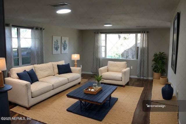 living room with wood-type flooring