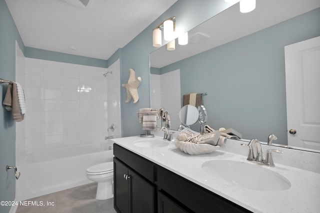 1024 Creighton Rd, Fleming Island, FL 32003 - bathroom with double vanity, tile patterned floors, and shower / bathtub combination
