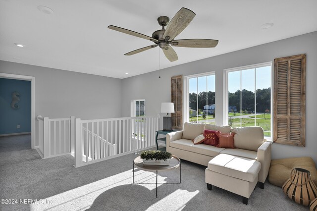 1024 Creighton Rd, Fleming Island, FL 32003 - living area with a ceiling fan, carpet floors, and recessed lighting