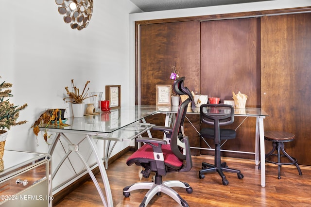 office area featuring wood-type flooring