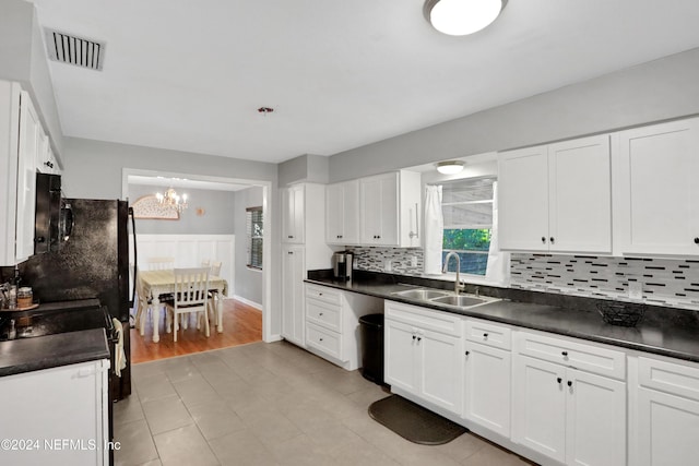 kitchen featuring tasteful backsplash, sink, and white cabinets