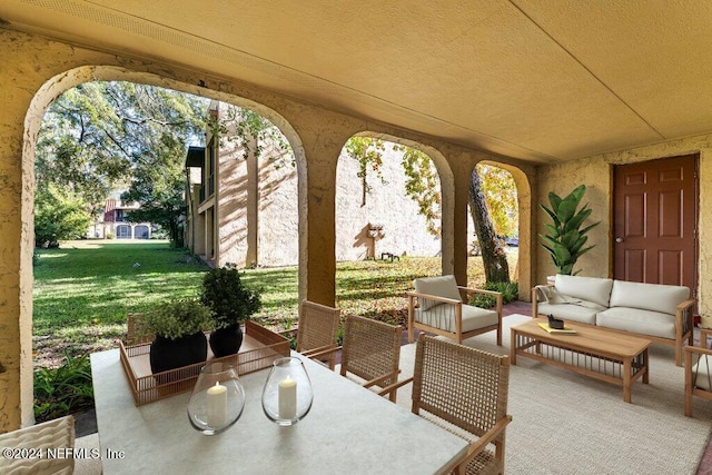 view of patio featuring an outdoor living space