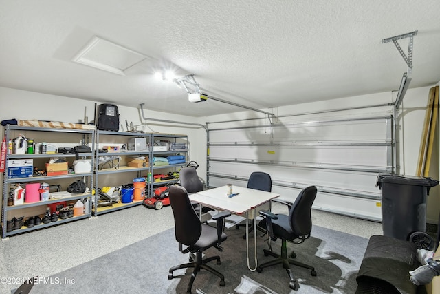 garage with a garage door opener